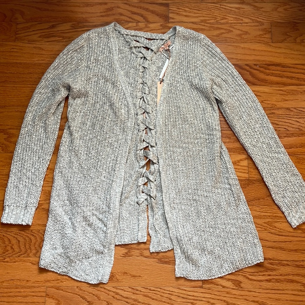 Braided Grey Knit Cardigan